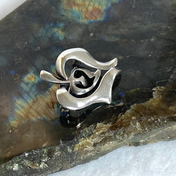 Sterling Silver 925 EHN Modernist Abstract Figural Apple Heart Brooch Pin - Picture 6 of 16